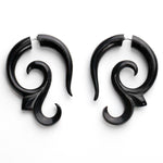 Lacey Curl Fake Gauges Horn Earrings