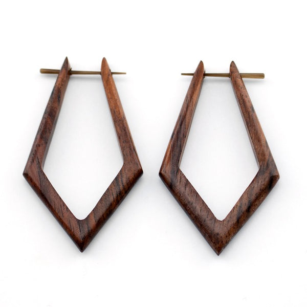 Pointed Hoops Sono Wooden Post Earrings