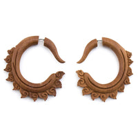 Macuna Wooden Spiral Fake Gauges Hoop Earrings