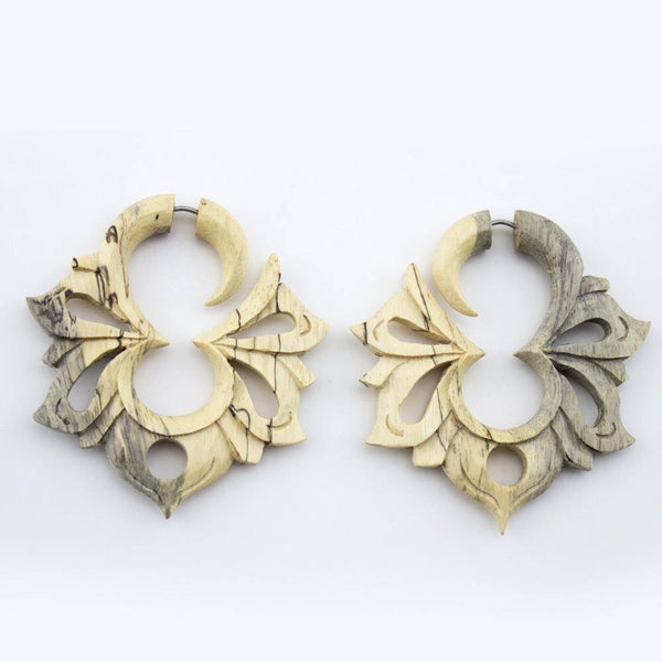 Maklak Tamarind Wooden Hangers Fake Gauges Earrings