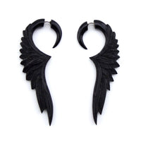 Eagle Wing Black Horn Hanging Fake Gauges Earrings