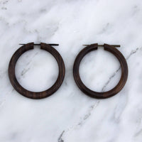 Sono Wooden Hoop Post Earrings