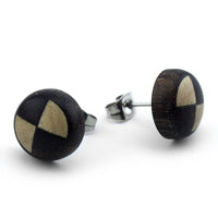 Double Wooden Striped Organic Earrings