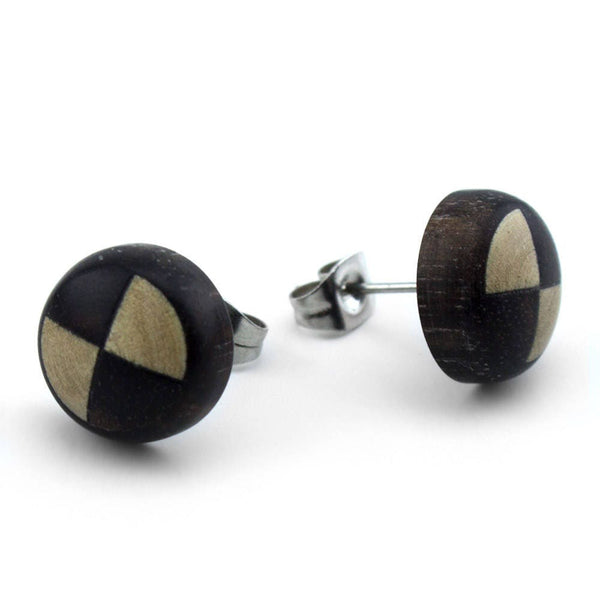 Double Wooden Striped Organic Earrings