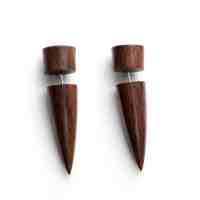 Sono Wood Fake Gauges Tapers With Striped Mother Of Pearl Inlay Earrings