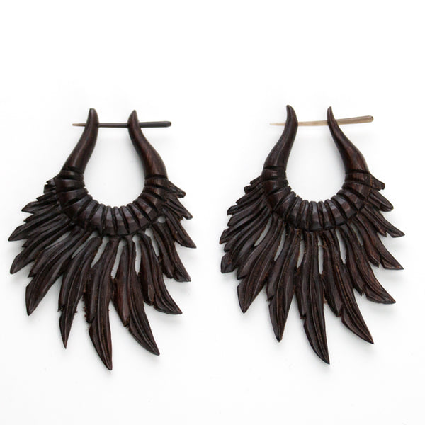 Alula Feather Wooden Post Earrings
