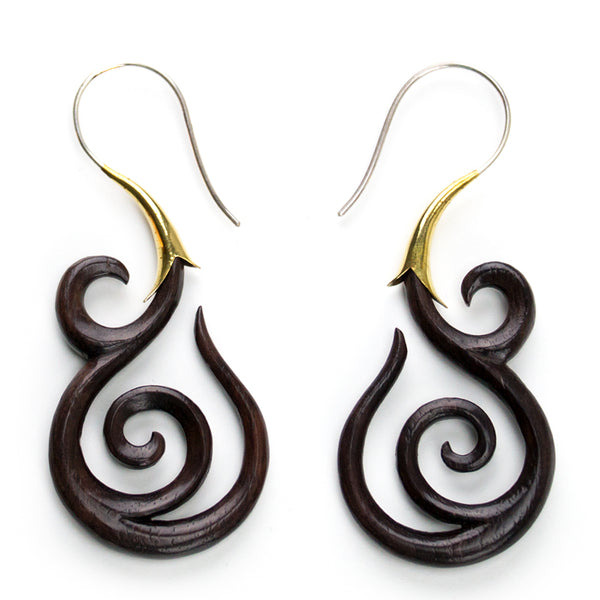 Ripple Spiral Wooden Earrings