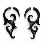 Black Divine Spiral Fake Gauges Horn Earrings