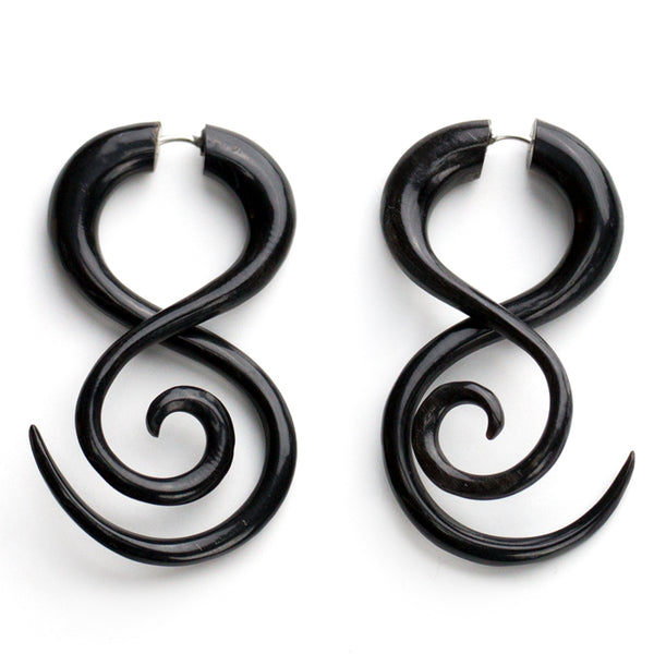 Tribal Twist Fake Gauges Horn Earrings