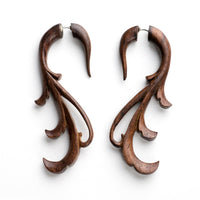 Blossomy Fake Gauge Wood Earrings