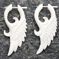 White Bone Tribal Wing Post Earrings