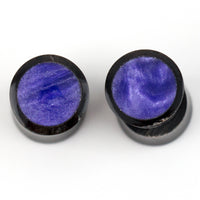 Black Horn Fake Gauges Plugs With Purple Resin Inlay