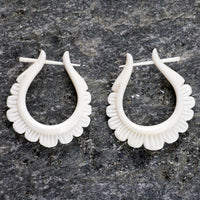 Floral Hoop Bone Post Earrings