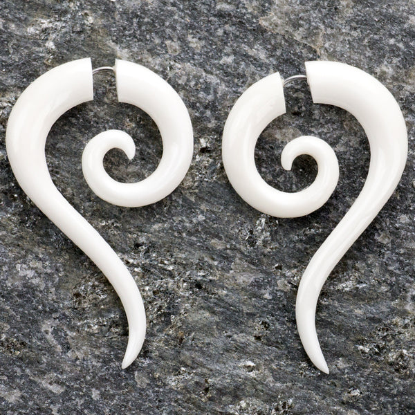 Sierra Spirals Organic Fake Gauge Bone Earrings