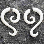 Bone Tail Spirals Fake Gauges Earrings