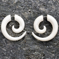 Classic Spiral Fake Gauges Bone Earrings