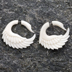 Bone Swan Sankofa Wings Organic Fake Gauges Earrings