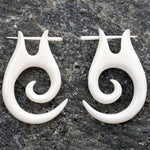 Tribe Spiral White Bone Post Earrings