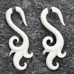 Tribal Swell Fake Gauges Bone Earrings