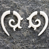 Kalila Curl Spirals Fake Gauges Bone Earrings