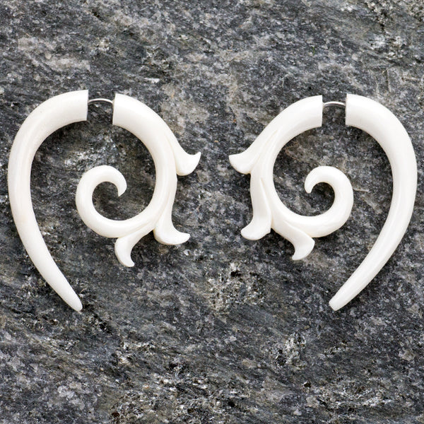 Kalila Curl Spirals Fake Gauges Bone Earrings