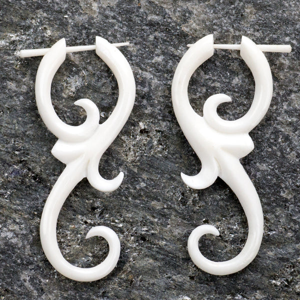 White Bone Divine Spiral Post Earrings
