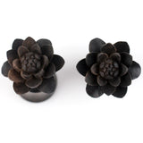 Carved Daisy Flower Sono Wood Fake Gauges Plugs