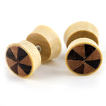 Crocodile Wood Fake Gauges Plugs With Double Wood Slice Inlay