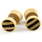 Crocodile Wooden Fake Gauges Plugs With Stripe Wood Inlay