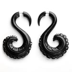 Darma Curl Fake Gauges Spiral Horn Earrings