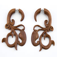 Decor Vine Saba Wood Fake Gauges Earrings