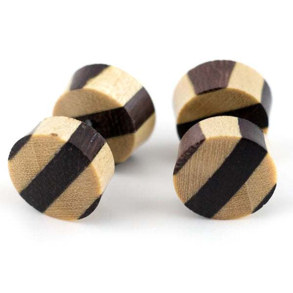 Double Stripe Wooden Fake Gauges Plugs