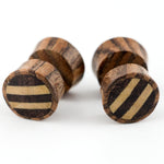 Zebra Wood Fake Gauges Plugs With Stripe Wood Inlay