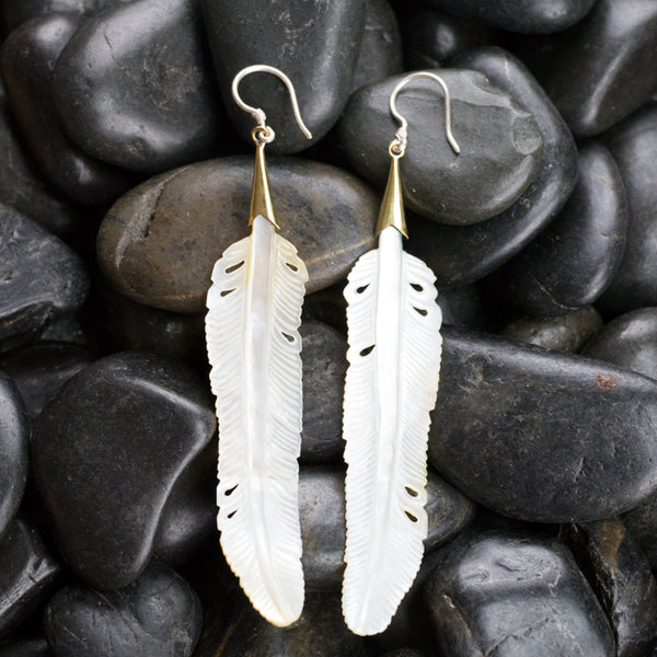 Feather Mother of Pearl Earrings