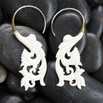 Carved Floral Vine Bone Earrings