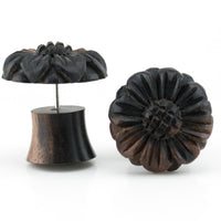 Zinnia Flower Wood Fake Gauges Plugs