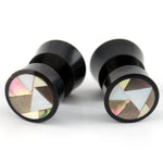 Black Horn Fake Gauges With Sliced Shell Inlay