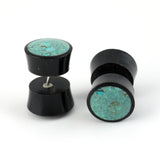 Horn Fake Gauges Plugs With Turquoise Stone Inlay