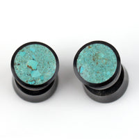 Horn Fake Gauges Plugs With Turquoise Stone Inlay