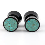 Horn Fake Gauges Plugs With Turquoise Stone Inlay