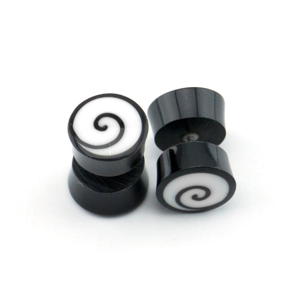 Black Horn Spiral Fake Plugs / Gauges
