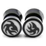 Black Horn Tribal Inlay Fake Plugs / Gauges