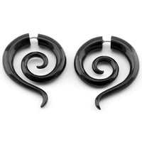 Black Sunshine Spiral Fake Gauges Horn Earrings