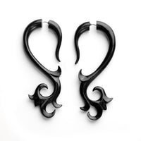 Hupa Vine Black Fake Gauges Horn Earrings