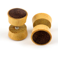 Jackfruit Wood Fake Gauges Plugs With Sono Wood Inlay