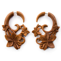 Kula Flower Saba Wood Fake Gauges Earrings