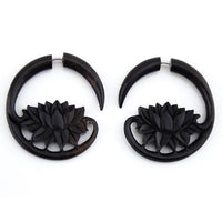Lotus Pad Areng Wooden Spiral Fake Gauges Earrings