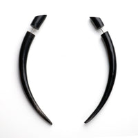 Medium Black Taper Fake Gauges Horn Earrings