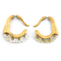 Ornamental Mop Shell Tamarind Wood Fake Gauge Earrings
