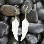 Pointed Feather Mother Of Pearl Earrings